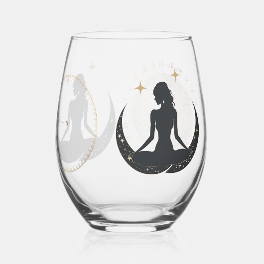 YOGA en gouden sterrenkunde patroon Wijnglas Zonder Voet (Achterkant)