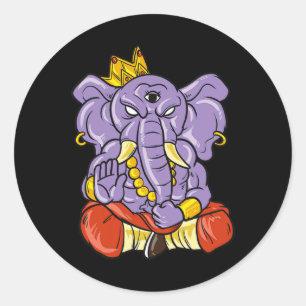 Yoga en meditatie Ganesh olifant met drie ogen Ronde Sticker
