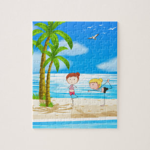 Yoga en strand legpuzzel
