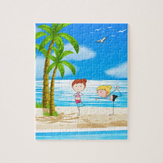 Yoga en strand legpuzzel (Verticaal)