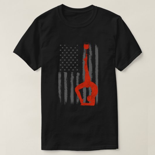Yoga en Wijn -  Amerikaanse vlag voor Yoga T-shirt (Design voorkant)
