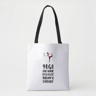 Yoga en wijn tote bag