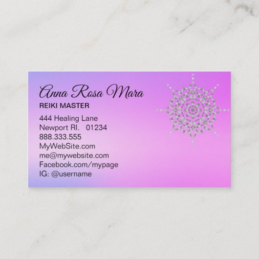 *~* Yoga Energy Healer Massage Reiki Meditation Visitekaartje (Achterkant)