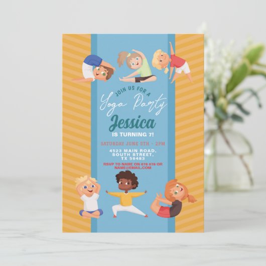 Yoga Feest Verjaardag Stretch Meisjes Plezier Kaart (Staand voorkant)