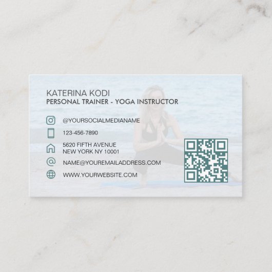 Yoga Fitness - instuctor QR - visitekaartje (Achterkant)