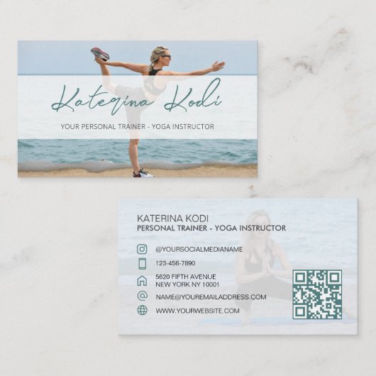 Yoga Fitness - instuctor QR - visitekaartje (Voorkant / Achterkant)