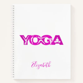 Yoga fitness paarse witte naam notitieboek