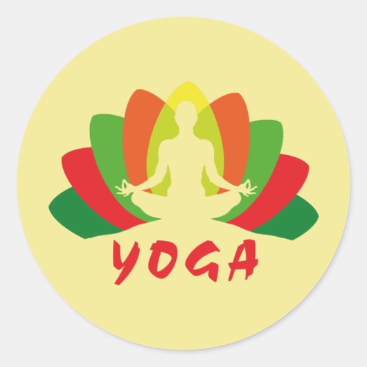 Yoga Flor de Loto Ronde Sticker (Voorkant)