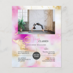 Yoga Foto Logo Abstracte Waterverf Roze Goud Flyer