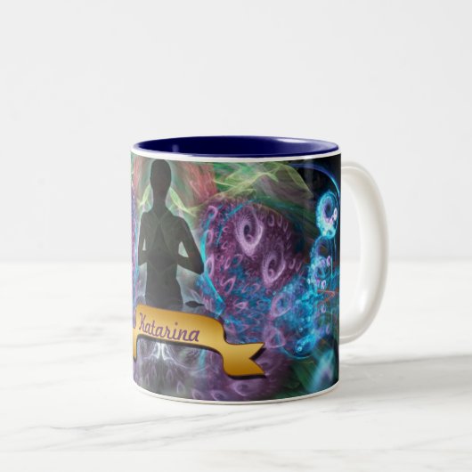 Yoga Fractal Magic Spiritueel Art Mok (Voorkant rechts)