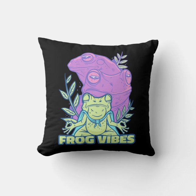 Yoga Frog Vibes Kussen (Voorkant)