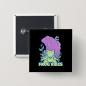 Yoga Frog Vibes Vierkante Button 5,1 Cm (Voorkant /achterkant)