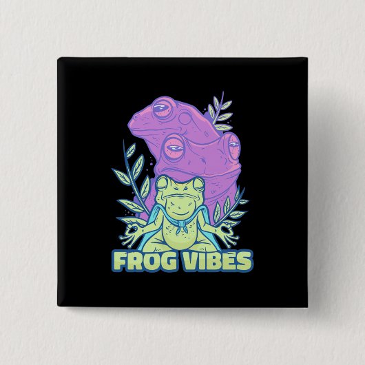 Yoga Frog Vibes Vierkante Button 5,1 Cm (Voorkant)