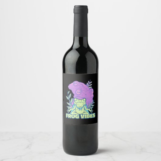 Yoga Frog Vibes Wijn Etiket (Voorkant)
