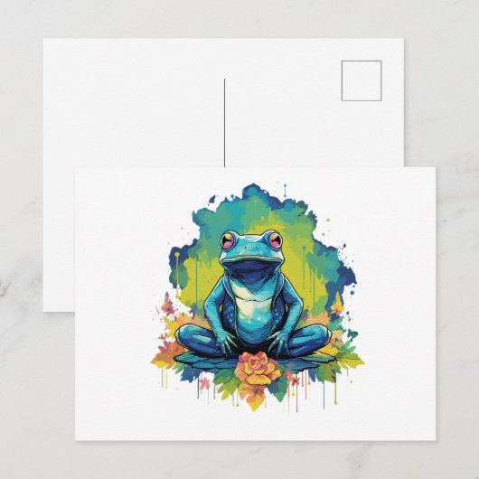 Yoga Frog Waterverf Stijl Briefkaart (Voorkant / Achterkant)