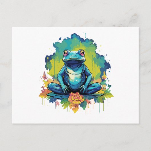 Yoga Frog Waterverf Stijl Briefkaart (Voorkant)