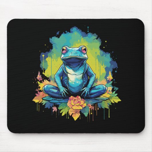 Yoga Frog Waterverf Stijl Muismat (Voorkant)