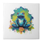 Yoga Frog Waterverf Stijl Tegeltje (Voorkant)