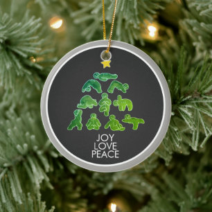 Yoga Gengeltel Kerst Vakantie Keramisch Ornament