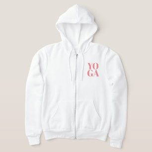 YOGA geritste witte fleece hoodie voor vrouwen
