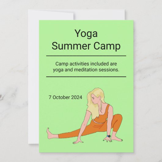 Yoga gezondheid aangepaste klasse kamp retraite kaart (Voorkant)