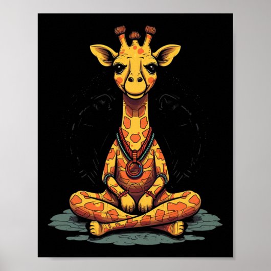 Yoga Giraffe Meditatie Mindfulness Zen Namaste Poster (Voorkant)