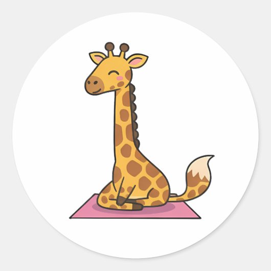 Yoga Giraffe Ronde Sticker (Voorkant)