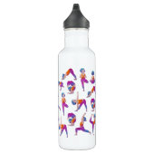 Yoga girl die asanas maakt waterfles  (Rechts)