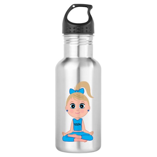 Yoga Girl in Blue Waterfles (Voorkant)