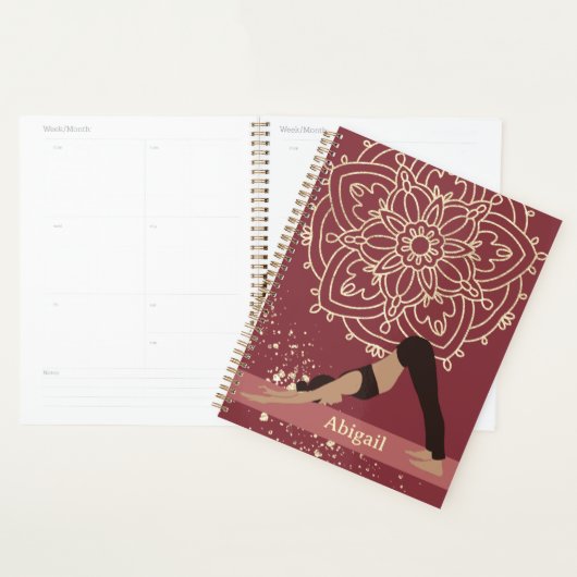 Yoga Girl Modern Mandala Magenta Gold Planner (Display)