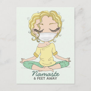 Yoga Girl Namaste 6 Feet weg Briefkaart