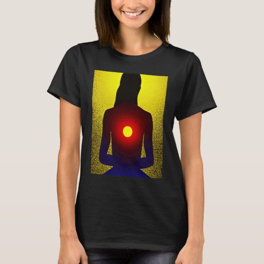 Yoga Girl Vrouw Sun Salutation Meditation Chakra T-shirt (Voorkant)