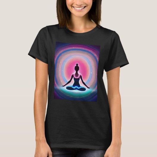 Yoga Girl Vrouw Sun Salutation Meditation Chakra T-shirt (Voorkant)