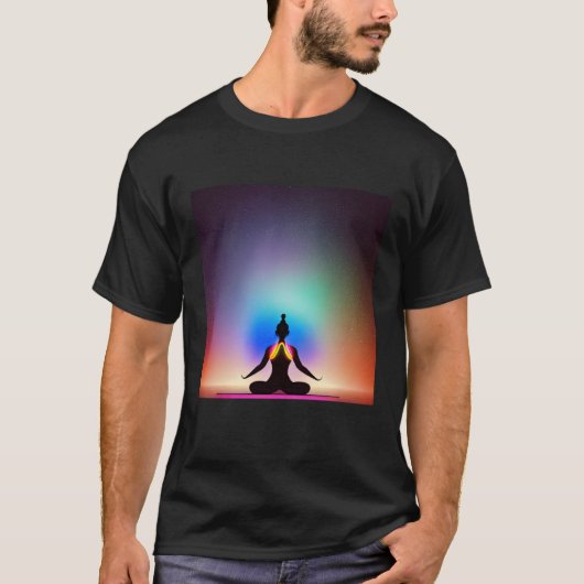 Yoga Girl Vrouw Sun Salutation Meditation Chakra T-shirt (Voorkant)