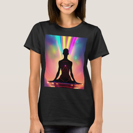 Yoga Girl Vrouw Sun Salutation Meditation Chakra T-shirt (Voorkant)