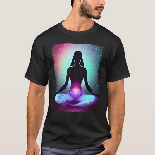 Yoga Girl Vrouw Sun Salutation Meditation Chakra T-shirt (Voorkant)