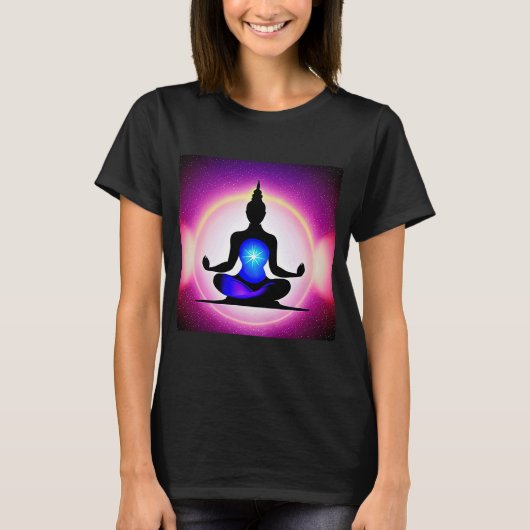 Yoga Girl Vrouw Sun Salutation Meditation Chakra T-shirt (Voorkant)