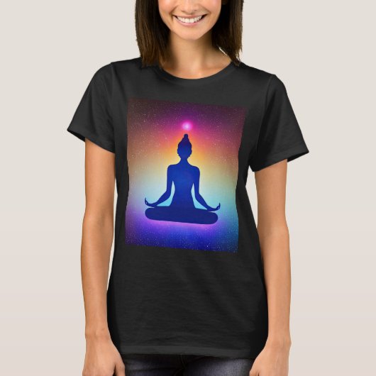 Yoga Girl Vrouw Sun Salutation Meditation Chakra T-shirt (Voorkant)