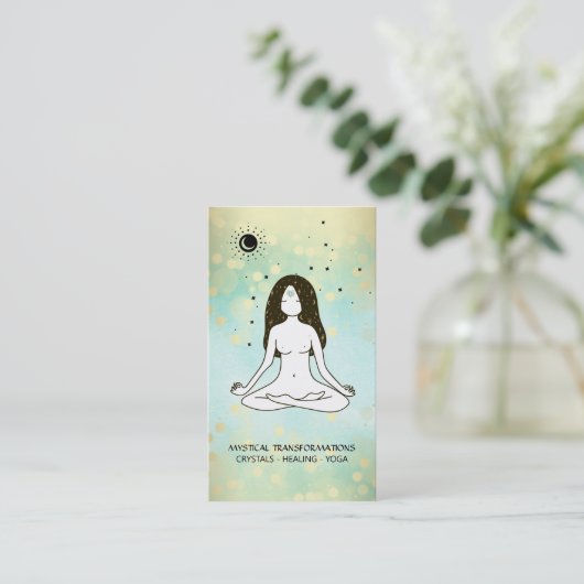 *~* Yoga Goddess Celestial Moon Magic Boho 3rd Eye Visitekaartje (Staand voorkant)