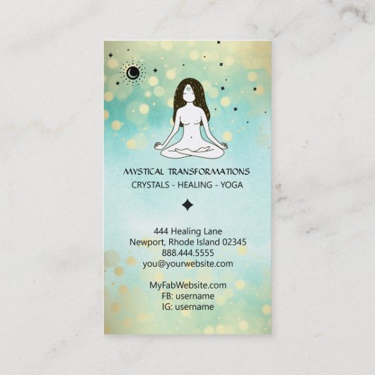 *~* Yoga Goddess Celestial Moon Magic Boho 3rd Eye Visitekaartje (Achterkant)