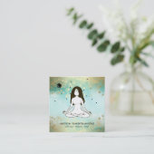 *~* Yoga Goddess Celestial Moon Magic Boho Blauwgr Vierkante Visitekaartje (Staand voorkant)