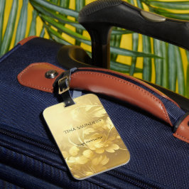 Yoga Gold bloemen, aangepaste naam Bagagelabel