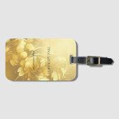 Yoga Gold bloemen, aangepaste naam Bagagelabel (Voorkant (horizontaal))