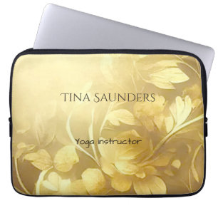 Yoga Gold bloemen, aangepaste naam Laptop Sleeve