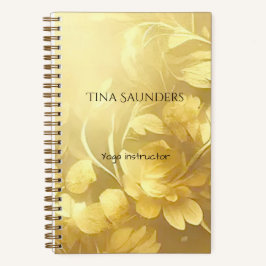 Yoga Gold bloemen, aangepaste naam Notitieboek