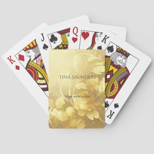 Yoga Gold bloemen, aangepaste naam Pokerkaarten (Achterkant)