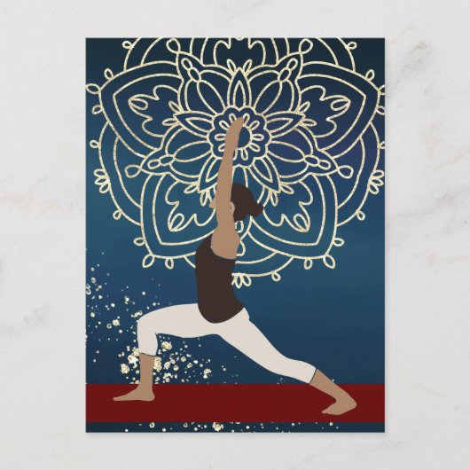 Yoga Gold, Blue en Red Mandala - Gepersonaliseerd Briefkaart (Voorkant)
