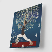 Yoga Gold, Blue en Red Mandala Meditation Vierkante Klok (Hoek)