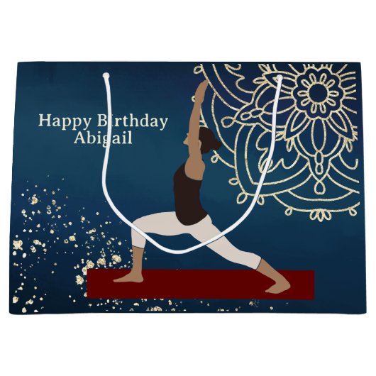 Yoga Gold, Blue, Red Mandala Birthday Groot Cadeauzakje (Voorkant)
