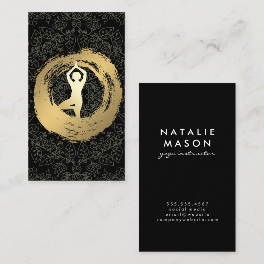 Yoga Gold Brushed Mandala Patroon Visitekaartje (Voorkant / Achterkant)